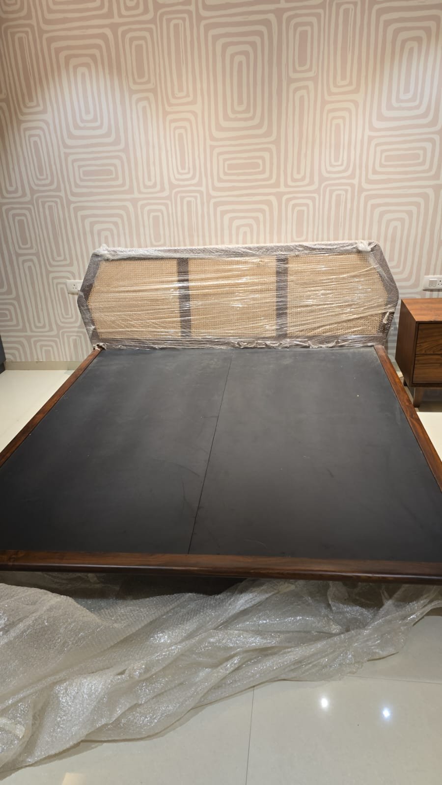 Luxury bed with tufted headboard
